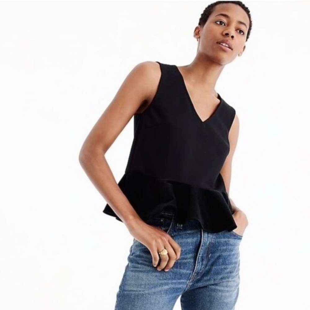 J.Crew black velvet peplum top